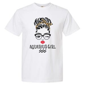 Aquarius Wink Eye Woman Face Wink Eyes Lady Birthday Garment-Dyed Heavyweight T-Shirt