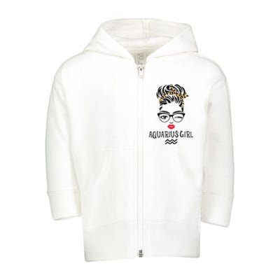 Aquarius Wink Eye Woman Face Wink Eyes Lady Birthday Toddler Zip Fleece Hoodie