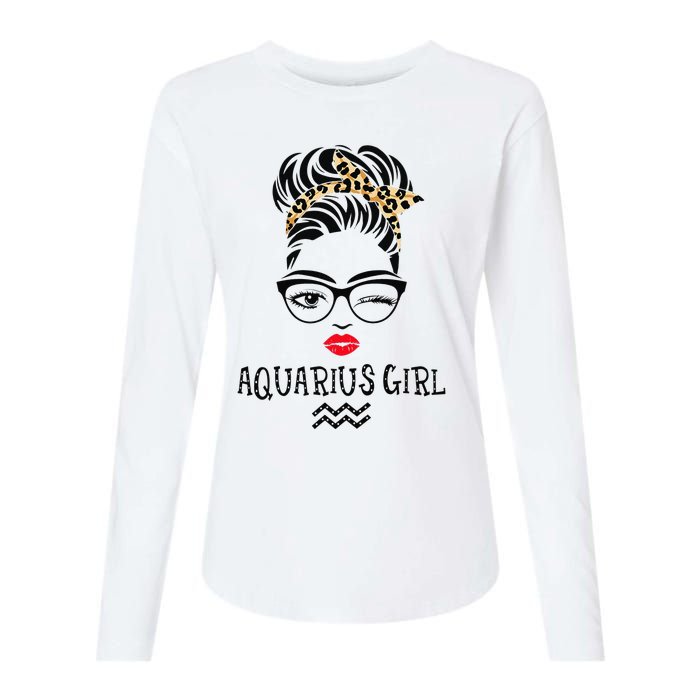 Aquarius Wink Eye Woman Face Wink Eyes Lady Birthday Womens Cotton Relaxed Long Sleeve T-Shirt