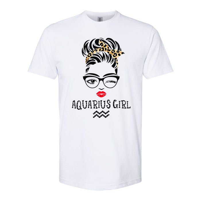 Aquarius Wink Eye Woman Face Wink Eyes Lady Birthday Softstyle CVC T-Shirt