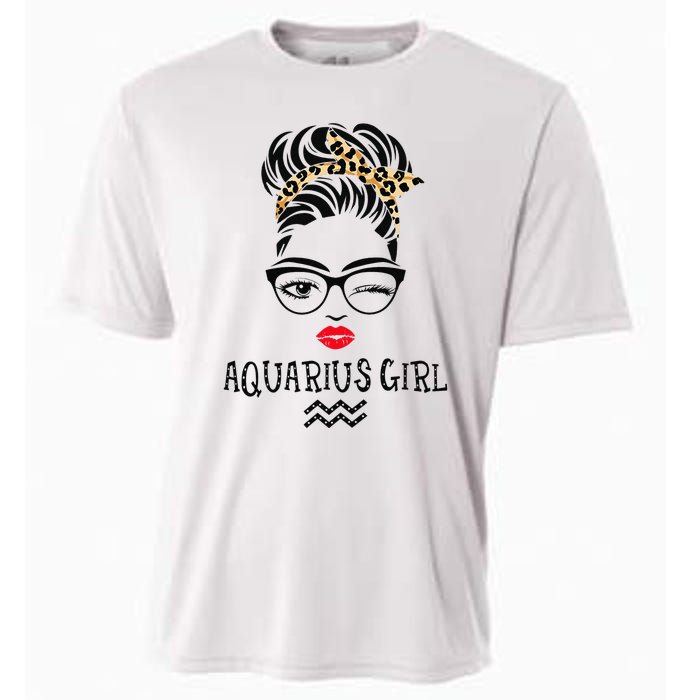 Aquarius Wink Eye Woman Face Wink Eyes Lady Birthday Cooling Performance Crew T-Shirt