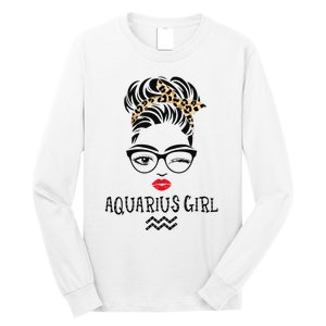 Aquarius Wink Eye Woman Face Wink Eyes Lady Birthday Long Sleeve Shirt