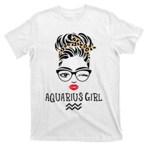 Aquarius Wink Eye Woman Face Wink Eyes Lady Birthday T-Shirt