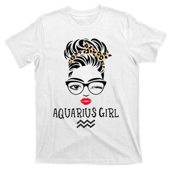 Aquarius Wink Eye Woman Face Wink Eyes Lady Birthday T-Shirt