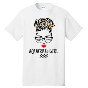 Aquarius Wink Eye Woman Face Wink Eyes Lady Birthday Tall T-Shirt