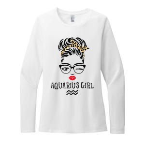 Aquarius Wink Eye Woman Face Wink Eyes Lady Birthday Womens CVC Long Sleeve Shirt