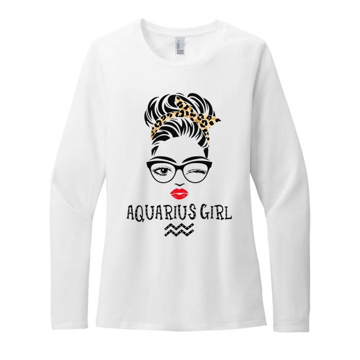 Aquarius Wink Eye Woman Face Wink Eyes Lady Birthday Womens CVC Long Sleeve Shirt