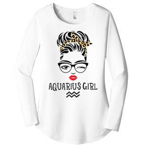 Aquarius Wink Eye Woman Face Wink Eyes Lady Birthday Women's Perfect Tri Tunic Long Sleeve Shirt