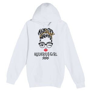 Aquarius Wink Eye Woman Face Wink Eyes Lady Birthday Premium Pullover Hoodie