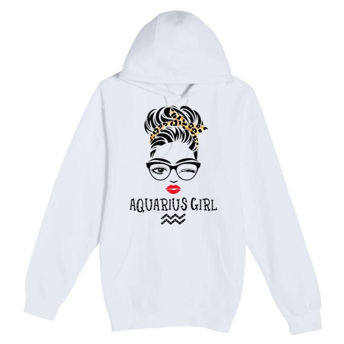 Aquarius Wink Eye Woman Face Wink Eyes Lady Birthday Premium Pullover Hoodie