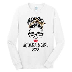 Aquarius Wink Eye Woman Face Wink Eyes Lady Birthday Tall Long Sleeve T-Shirt