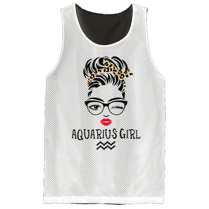 Aquarius Wink Eye Woman Face Wink Eyes Lady Birthday Mesh Reversible Basketball Jersey Tank