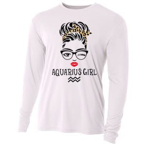 Aquarius Wink Eye Woman Face Wink Eyes Lady Birthday Cooling Performance Long Sleeve Crew