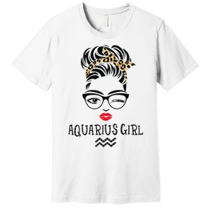 Aquarius Wink Eye Woman Face Wink Eyes Lady Birthday Premium T-Shirt