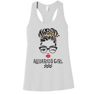 Aquarius Wink Eye Woman Face Wink Eyes Lady Birthday Women's Racerback Tank