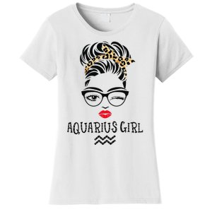 Aquarius Wink Eye Woman Face Wink Eyes Lady Birthday Women's T-Shirt