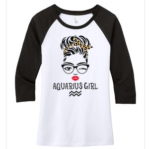 Aquarius Wink Eye Woman Face Wink Eyes Lady Birthday Women's Tri-Blend 3/4-Sleeve Raglan Shirt