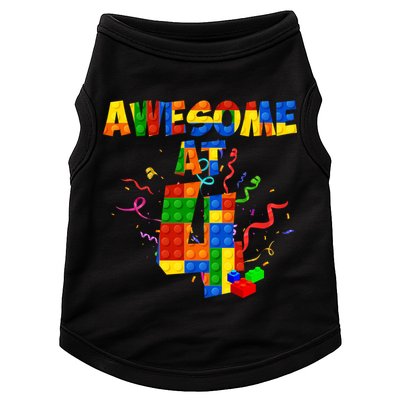 Awesome At 4 Cute Birthday Building Blocks Doggie Tank