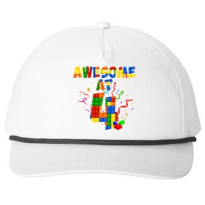 Awesome At 4 Cute Birthday Building Blocks Snapback Five-Panel Rope Hat