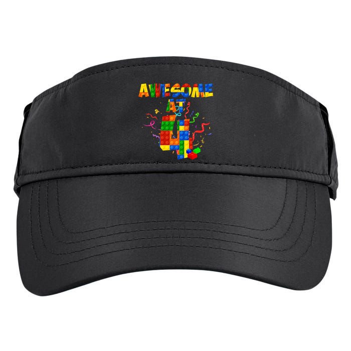 Awesome At 4 Cute Birthday Building Blocks Adult Drive Performance Visor