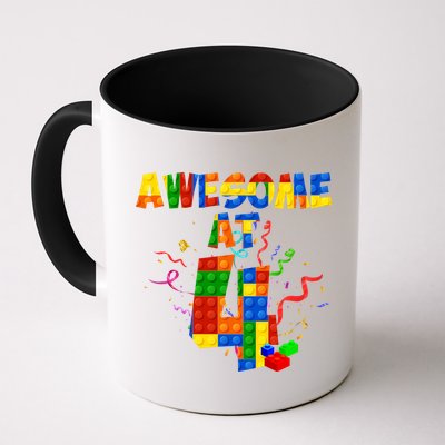 Awesome At 4 Cute Birthday Building Blocks Mug