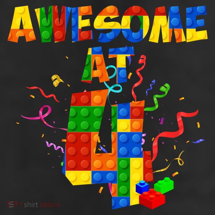 Awesome At 4 Cute Birthday Building Blocks 11oz C Handle Ceramic Mug