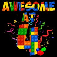 Awesome At 4 Cute Birthday Building Blocks Cooling Performance Long Sleeve Crew