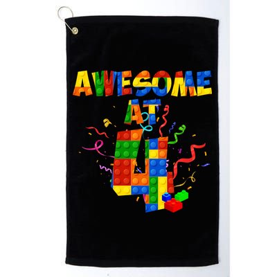 Awesome At 4 Cute Birthday Building Blocks Golf Towel