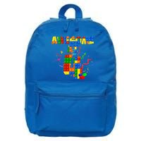 Awesome At 4 Cute Birthday Building Blocks 16 in Basic Backpack