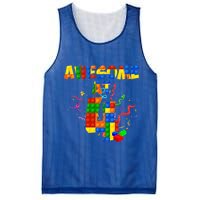 Awesome At 4 Cute Birthday Building Blocks Mesh Reversible Basketball Jersey Tank
