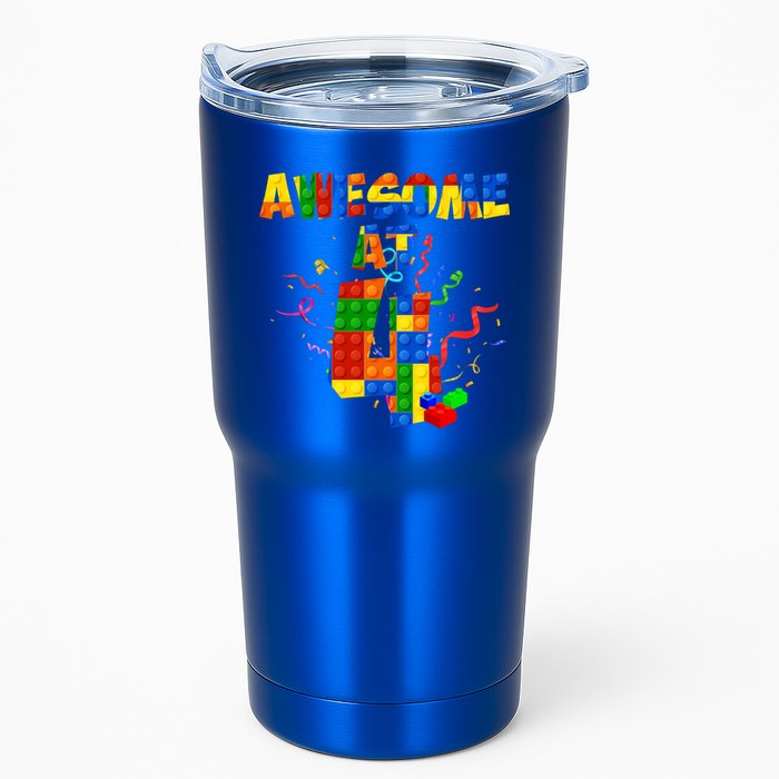 Awesome At 4 Cute Birthday Building Blocks Tumbler