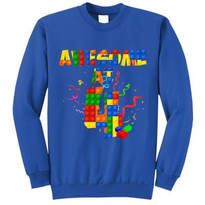 Awesome At 4 Cute Birthday Building Blocks Tall Sweatshirt