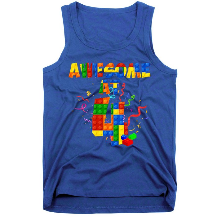 Awesome At 4 Cute Birthday Building Blocks Tank Top