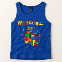 Awesome At 4 Cute Birthday Building Blocks Tank Top