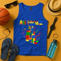 Awesome At 4 Cute Birthday Building Blocks Tank Top