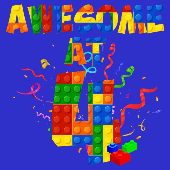 Awesome At 4 Cute Birthday Building Blocks Tank Top