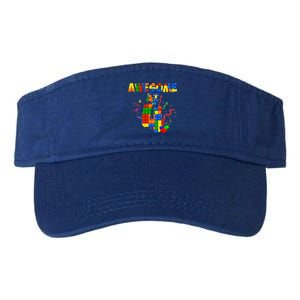 Awesome At 4 Cute Birthday Building Blocks Valucap Bio-Washed Visor