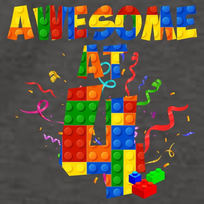Awesome At 4 Cute Birthday Building Blocks Vector Backpack