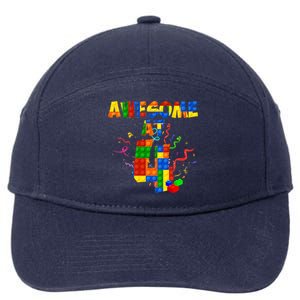 Awesome At 4 Cute Birthday Building Blocks 7-Panel Snapback Hat