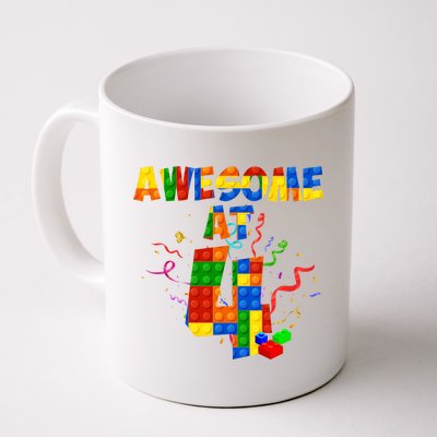 Awesome At 4 Cute Birthday Building Blocks Coffee Mug