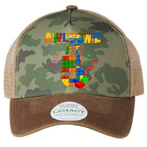 Awesome At 5 Cute Birthday Building Blocks Legacy Tie Dye Trucker Hat