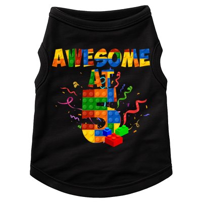 Awesome At 5 Cute Birthday Building Blocks Doggie Tank