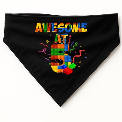 Awesome At 5 Cute Birthday Building Blocks USA-Made Doggie Bandana