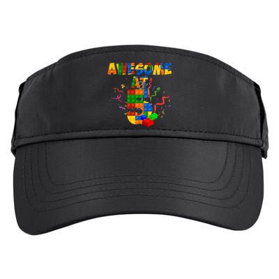 Awesome At 5 Cute Birthday Building Blocks Adult Drive Performance Visor