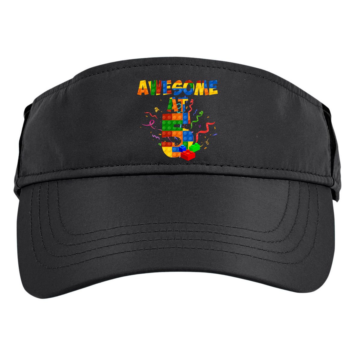 Awesome At 5 Cute Birthday Building Blocks Adult Drive Performance Visor