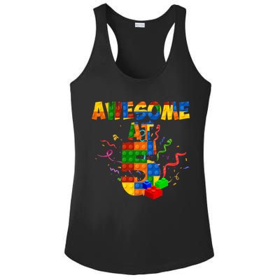Awesome At 5 Cute Birthday Building Blocks Ladies PosiCharge Competitor Racerback Tank