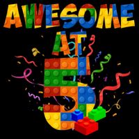 Awesome At 5 Cute Birthday Building Blocks Youth Performance Sprint T-Shirt