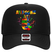 Awesome At 5 Cute Birthday Building Blocks Trucker Hat