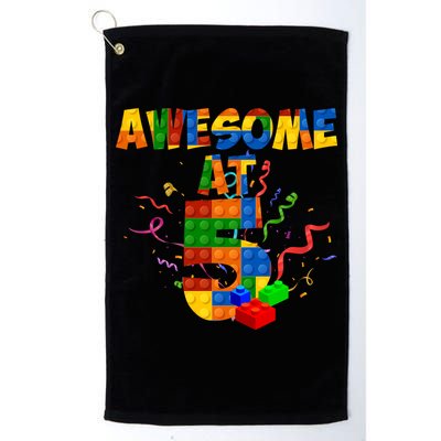 Awesome At 5 Cute Birthday Building Blocks Golf Towel