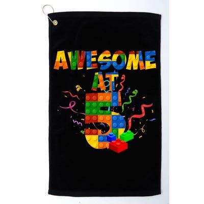 Awesome At 5 Cute Birthday Building Blocks Platinum Collection Golf Towel